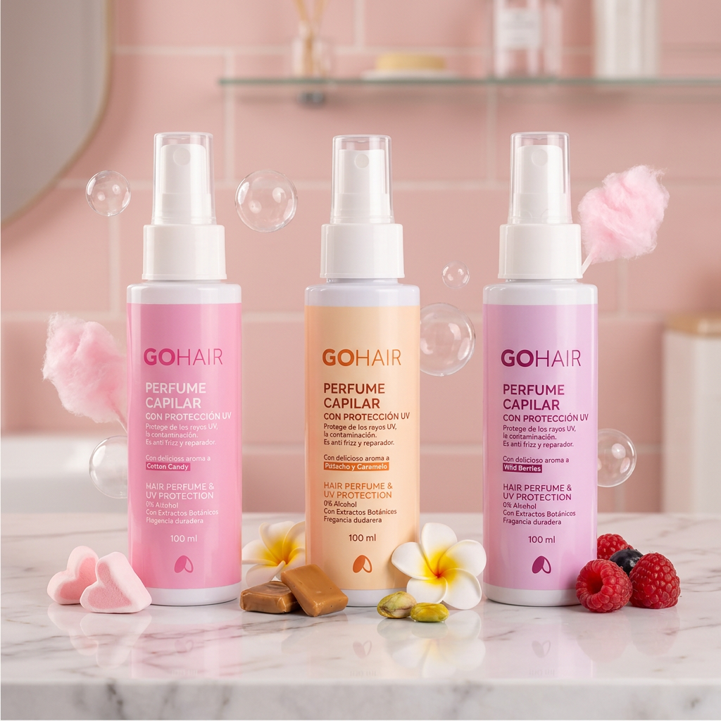 Kit Trío de Perfumes Capilares Go Hair - Cotton Candy, Pistacho y Caramelo, Wild Berries